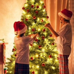 Artificial Christmas Tree, Unlit Full Classic Spruce Xmas Tree With 1450 PVC Branch Tips, Easy to Assemble with Hinge, Metal Foldable Base - 1 of 4