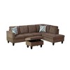 AndMakers 97 in. W Square Arm 3-piece L Shaped Cotton Modern Sectional Sofa in Brown with Storage - 4 of 4