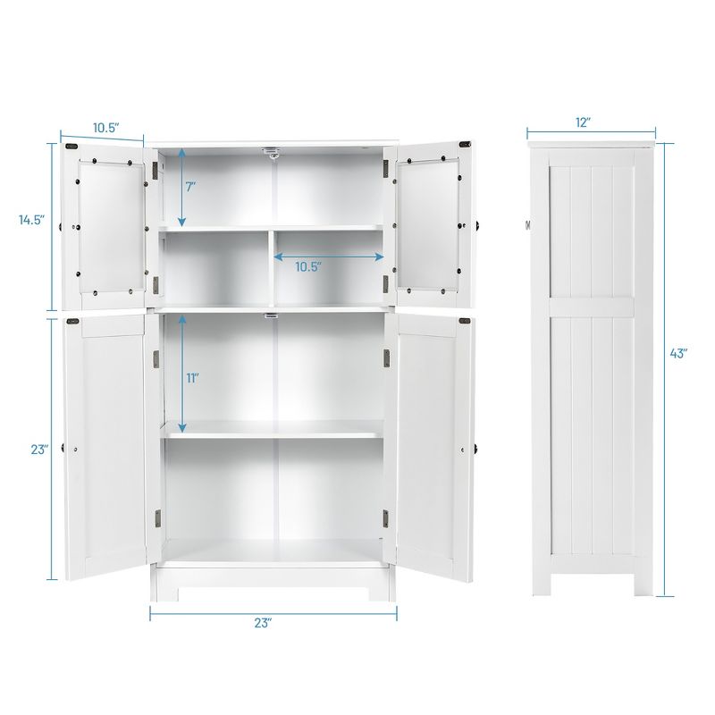 Costway Bathroom Floor Storage Cabinet Kitchen Cupboard w/Doors&Adjustable Shelf, 2 of 11
