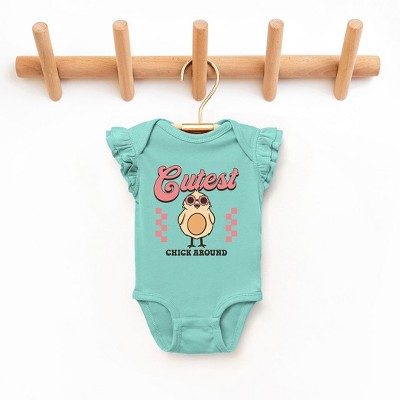 The Juniper Shop Cutest Chick Around Baby Flutter Sleeve Bodysuit