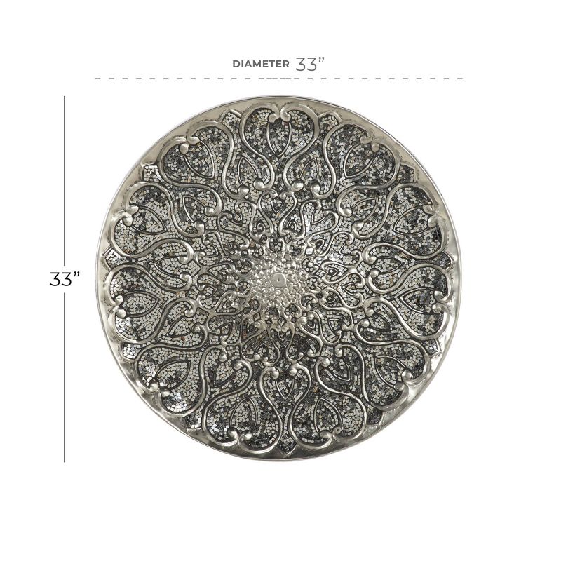 Metal Plate Wall Decor with Embossed Details Silver - Olivia &#38; May, 3 of 6