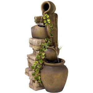 Four Jugs 33" High Large Rustic Indoor Outdoor Decor Faux Stone Floor Fountain Cascading Outside Garden Patio Yard Backyard - 1 of 4
