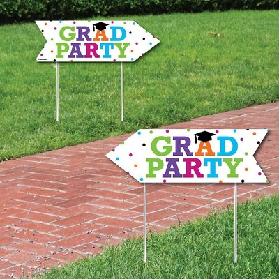 Big Dot of Happiness Hats Off Grad - Graduation Party Sign Arrow - Double Sided Directional Yard Signs - Set of 2