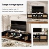 Rattan TV Stand for TVs up to 85'', Farmhouse Media Console, Entertainment Center with Solid Wood Legs, 2 Cabinets & Open Shelves,Storage Cabinet - 2 of 4
