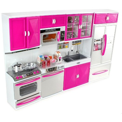 Ready! Set! Play! Link Little Princess Modern Full Deluxe Kitchen Playset Comes With Refrigerator, Stove, Sink, Microwave