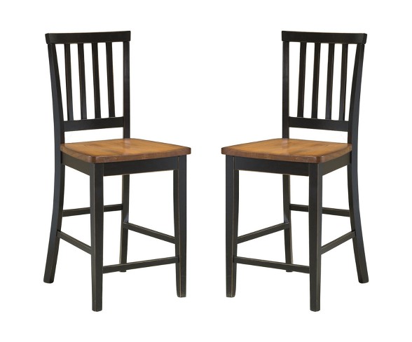 24" Arlington Slat Back Barstool Black and Java Finish (Set of 2) - Intercon