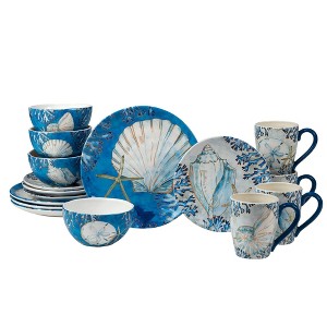 16pc Playa Shells Dinnerware Set - Certified International - 1 of 4