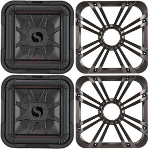 Kicker (2) 46L7T122 L7T L7-Thin 12-Inch (30cm) Subwoofer, Dual Voice Coil, 2-Ohm, 600 Watt w/ Charcoal LED Grill Bundle - 1 of 4