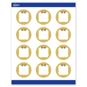 Avery Round Cards, 2" Diameter, Gold-Metallic Berries, Matte, 120ct - 1 of 4