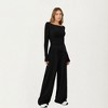 Anna-Kaci Women's Wide-Leg Lounge Set with Elastic Waist and Drawstring Closure- Black,Small - 2 of 4