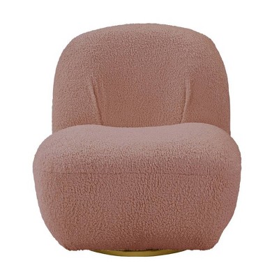 32" Yedaid Accent Chair Pink Teddy Faux Shearling - Acme Furniture: Swivel, Armless, Wood Composite Frame