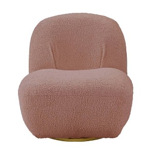 32" Yedaid Accent Chair Pink Teddy Faux Shearling - Acme Furniture: Swivel, Armless, Wood Composite Frame - 1 of 4
