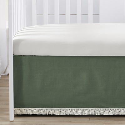 Dark Sage Green and Ivory Microfiber Baby Crib Bedding Set