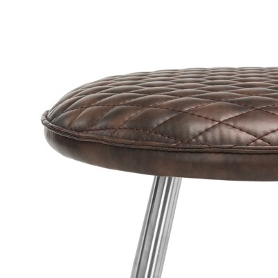 Stockholm Vintage-Style Stool with Dark Brown Upholstery and Stainless Steel Legs
