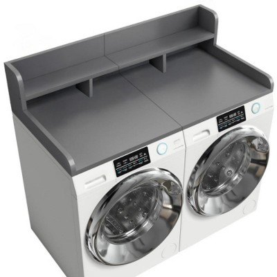 Washer Dryer Countertop, Laundry Countertop Wwith 2-Tier Storage Shelf & Edge Rails, Laundry Over Washing Top Protector for Washer and Dryer