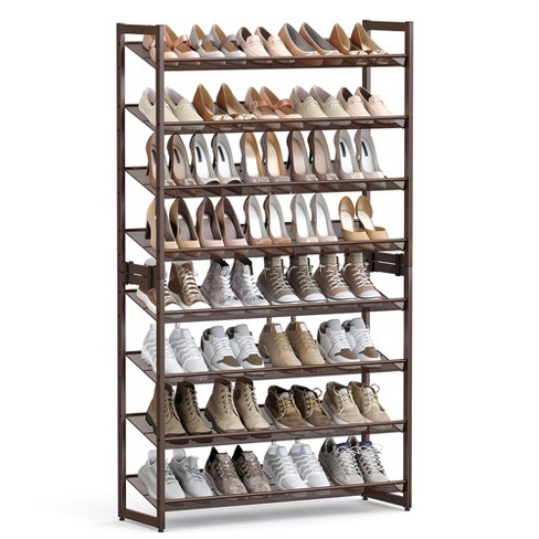 Songmics 8 tier Metal Shoe Rack Adjustable Shelves Hold 32 40 Pairs Set Of 2 Stackable Shoe Organizers Bronze Target