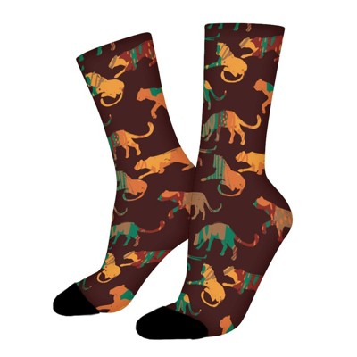 Silhouettes Of Animals Women Printed Crew Socks Funny Funky Socks Soft Polyester Novelty Gifts for Artists Men