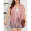 Whizmax Women's Plus Size Tassel Vest Hippie Faux Suede Rivets Sleeveless Costume Fringe Jacket - 4 of 4