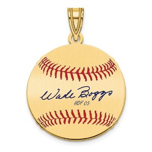 Black Bow Jewelry 14K Gold Plated Wade Boggs Signature SM Enamel Baseball Pendant - 1 of 4