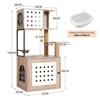 Gulches All-in-one Cat Tree with Litter Box Enclosure Modern Gray+white Pet Furniture Large Hammock Bed Food Station Scratching Posts - 3 of 4