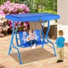 Tangkula Kids Patio Porch Bench Swing w/ Safety Belt Canopy Outdoor Furniture Blue - 4 of 4