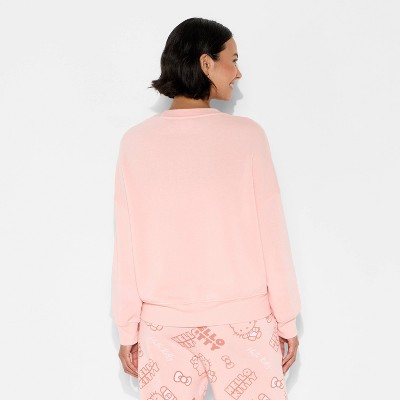 Women's Hello Kitty Fleece Graphic Pullover Sweatshirt - Pink - image 3