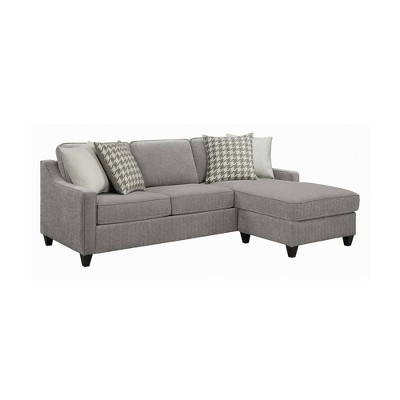Sectional with Reversible Storage Chaise and Sloped Arms Gray - Benzara