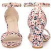 Perphy Women's Floral Printed Open Toe Ankle Strap Chunky Heels Sandals - 2 of 3