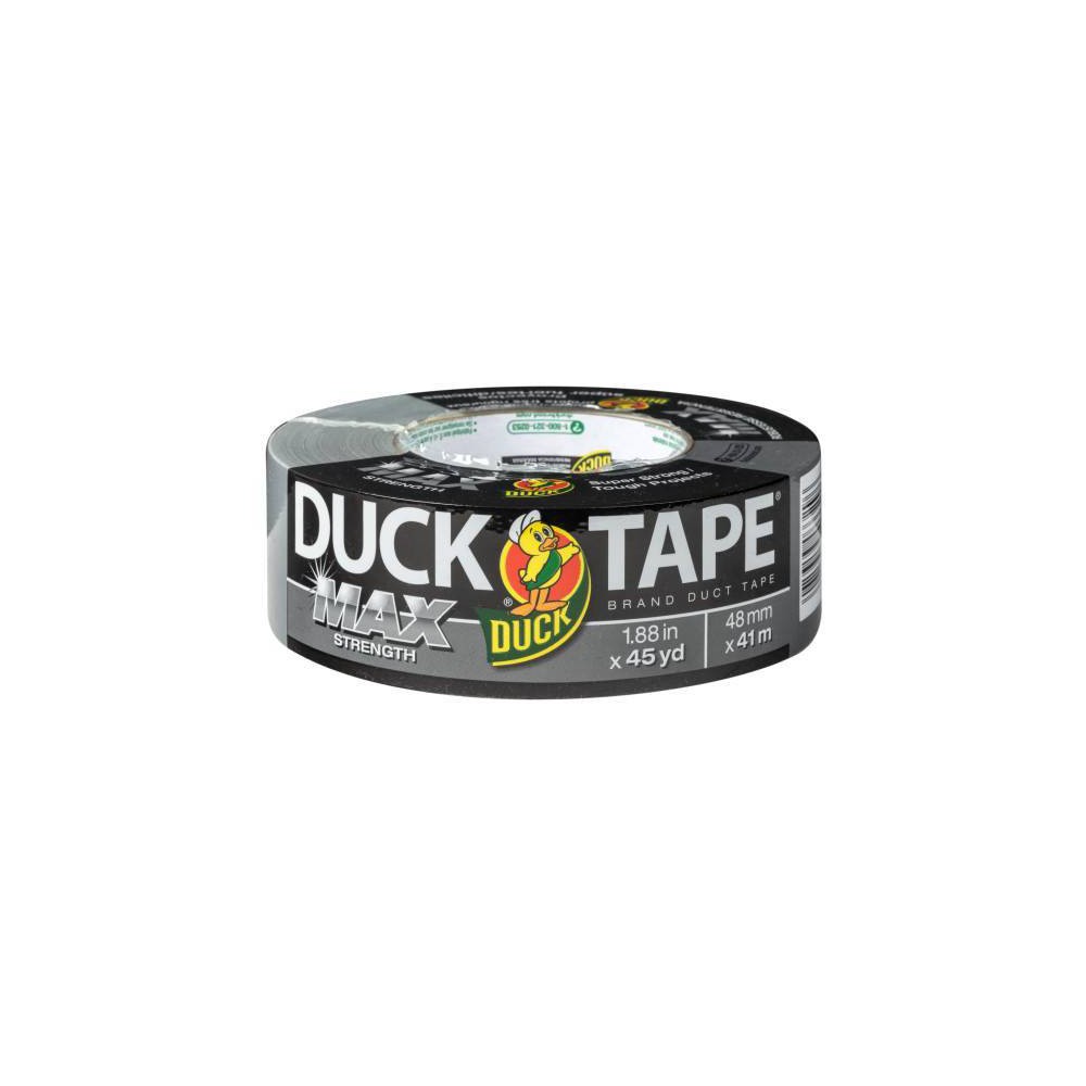 Duck 45yd Max Strength Duct Tape Silver: Heavy Duty Adhesive, 1.88" Width, 135ft Length, General Use