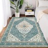 8x10 Rugs Non-Slip Boho Vintage  Area Rug, Low Pile Foldable Carpet  Machine Washable Grey-Green Rug with Rubber Backing - 2 of 4