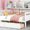 Daybed with Storage Drawers and Bedside Shelves, Solid Wood Sofa Bed for Bedroom or Living Room-Baofuwish - 3 of 4