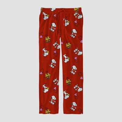 Peanuts Women's Snoopy And Woodstock Allover Print Smooth Fleece Pajama  Pants 5X Red