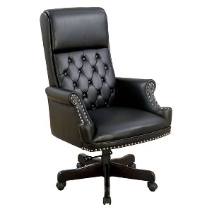 Mcnatt Traditional Leather Nailhead Trim Office Chair Black - ioHOMES