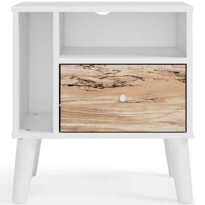 Contemporary Sugarberry & Matte White Nightstand with Open Shelving