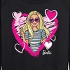 Women's - Barbie - Sketchy Hearts Barbie Lightweight French Terry Wide Neck Long Sleeve Graphic Shirt - 2 of 4