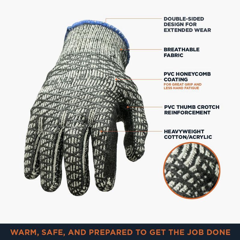 RefrigiWear Glacier Grip Gloves with Double Sided PVC Honeycomb Grip (12 Pairs), 3 of 6