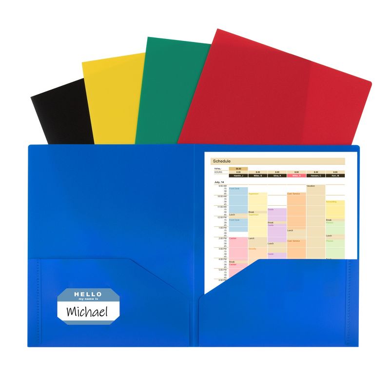 C-Line® Two-Pocket Heavyweight Poly Portfolio Folder, Primary Colors, 10 Per Pack, 2 Packs, 2 of 4