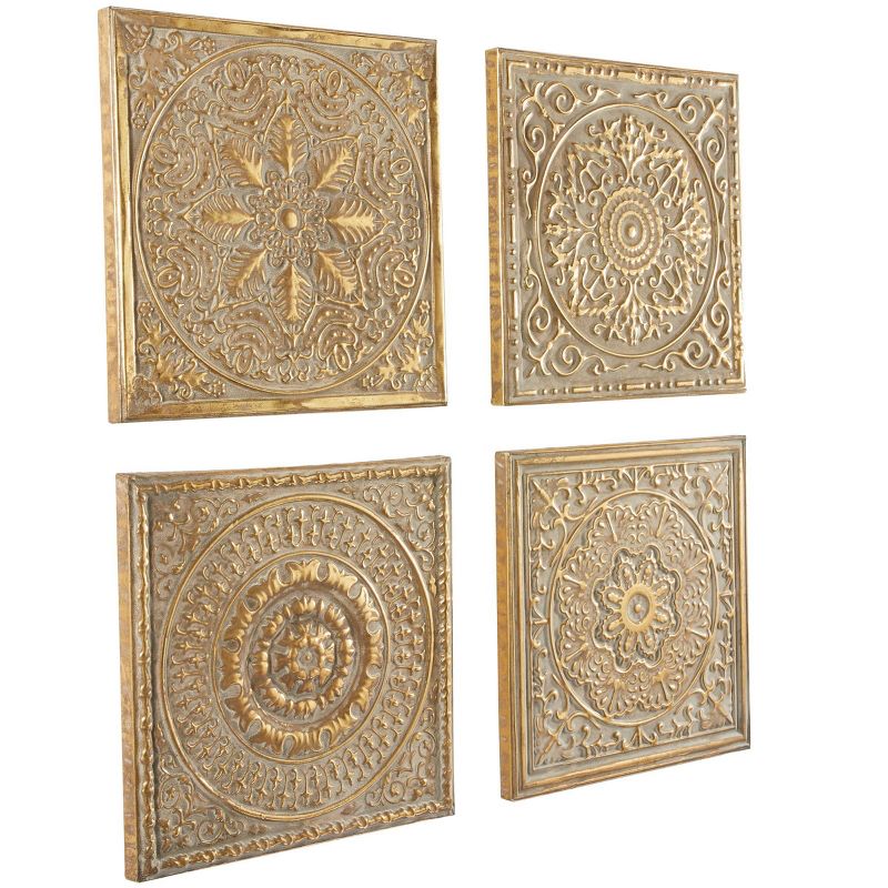 Set of 4 Metal Scroll Wall Decors with Embossed Details Gold - Olivia &#38; May, 5 of 11