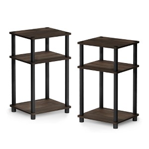 Furinno Just 3-Tier Turn-N-Tube End Table, 2-Pack, Columbia Walnut/Black - 1 of 1