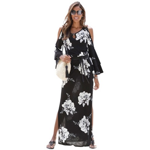 LASCANA Women's Print Cold Shoulder Maxi Dress - image 1 of 4