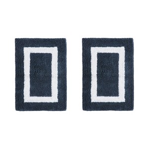 Hotel Bath Rug 100% Premium Cotton Tufted Weave Two Tone Reversible 2 Piece Bathroom Rug Set, Super Soft & Water Absorbent, Machine Washable Bathmat - 1 of 4