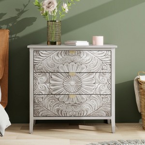 VYNXARIA Light Grey 3-Drawer Cabinet - American Style Storage for Bedroom, Living Room, and Study - 1 of 4