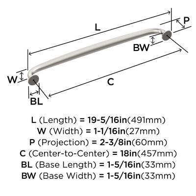 Satin Nickel 19" Brushed Appliance Pull with Mounting Hardware