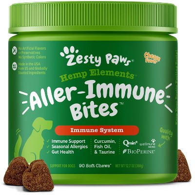 Zesty Paws Hemp Elements Aller-Immune Soft Chews for Dogs - Cheese Flavor - 90ct