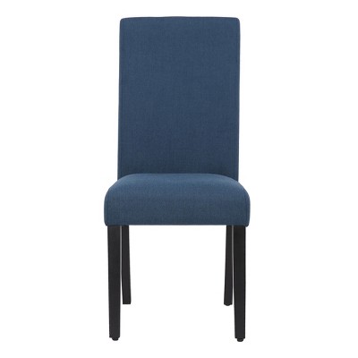 Blue Upholstered Parsons Dining Side Chair with Rubberwood Legs