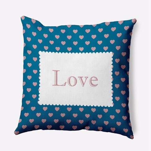 16"x16" Valentine's Day Love Square Throw Pillow Teal - e by design - image 1 of 4