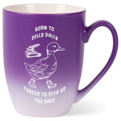 Elanze Designs 12 Ounce Two Toned Ombre Ceramic Tea Coffee Cup Mug Purple White Born To Dilly Dally Duck