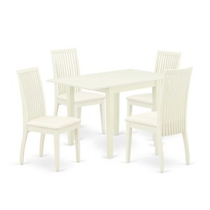 5-Piece Linen White Finish Solid Wood Top - Dining Room Set - Seats 4 - 1 of 4