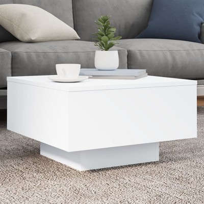 vidaXL Coffee Table with LED Lights White 21.7 in.x21.7 in.x12.2 in.