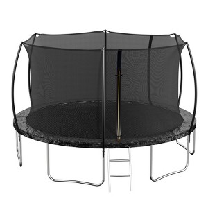 Aukfa 12FT Trampoline for Kids and Adults with Safety Enclosure Net, Double-Sided Color Pad, Curved Safety Poles - 1 of 4